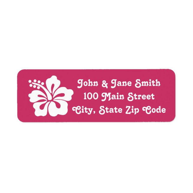 Tropical Hibiscus in Raspberry Address Label (Front)