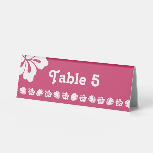 Tropical Hibiscus in Raspberry Table Tent Sign (Front)