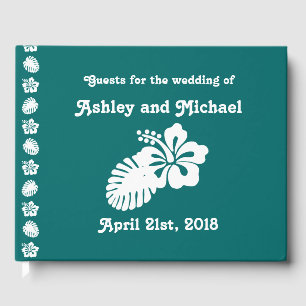 Tropical Hibiscus in Teal Guest Book
