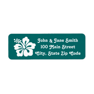 Tropical Hibiscus in Teal Return Address Label