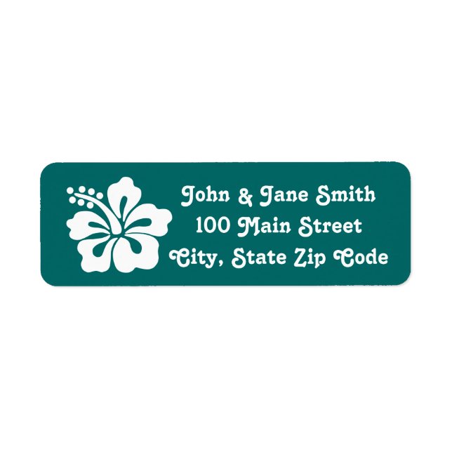 Tropical Hibiscus in Teal Return Address Label (Front)