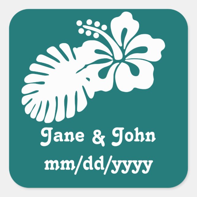 Tropical Hibiscus in Teal Sticker (Front)