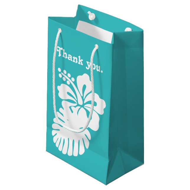 Tropical Hibiscus in Turquoise Gift Bag (Front Angled)