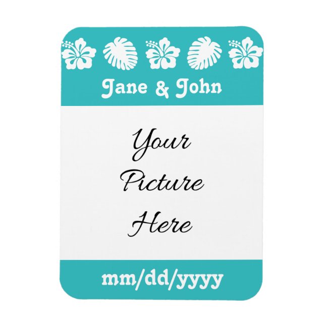 Tropical Hibiscus in Turquoise Reminder Magnet (Vertical)