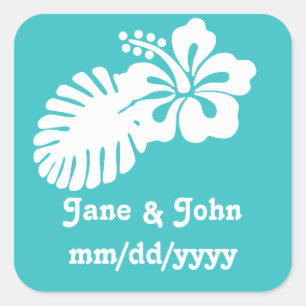 Tropical Hibiscus in Turquoise Sticker