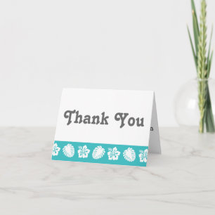 Tropical Hibiscus in Turquoise Thank You Card