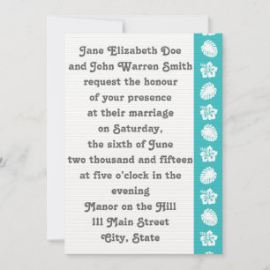 Tropical Hibiscus in Turquoise Wedding Invitation