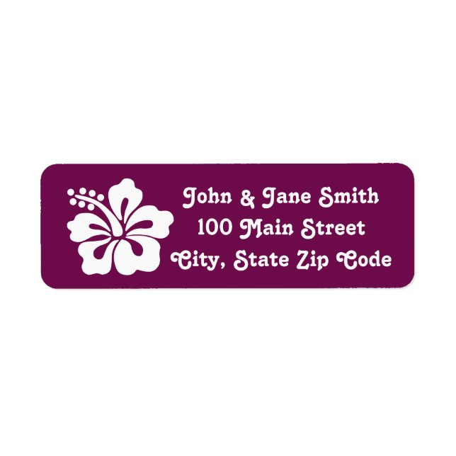 Tropical Hibiscus in Wine Return Address Label (Front)