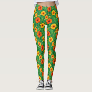 Tropical Hibiscus Jungle Pattern Leggings