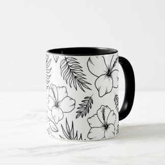 Tropical Hibiscus Line Art Graphic Art Mug