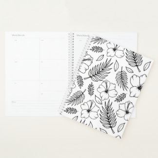 Tropical Hibiscus Line Art Graphic Art Planner