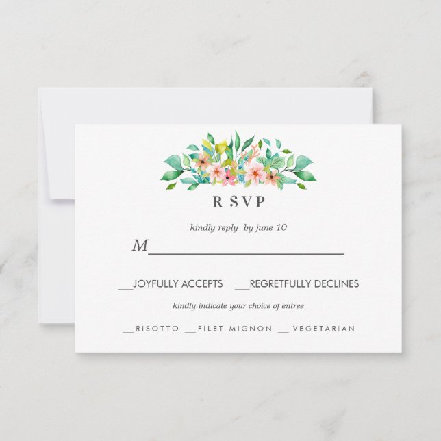 Tropical Hibiscus | LUAU  Wedding RSVP meal choice (Front)