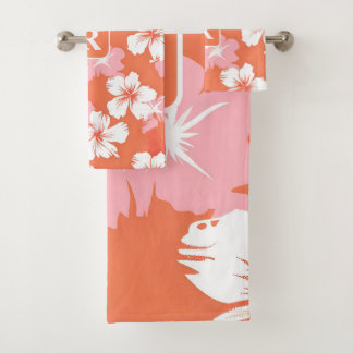 Tropical Hibiscus Monogram personalised Bath Towel Set