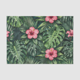Tropical Hibiscus Monstera Jungle Pattern Tissue Paper