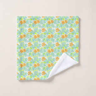 Tropical Hibiscus Monstera Leaf Pattern Home Decor Bath Towel Set