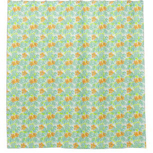 Tropical Hibiscus Monstera Leaf Pattern Home Decor Shower Curtain