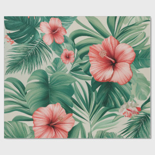 Tropical Hibiscus & Monstera Wrapping Paper