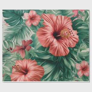 Tropical Hibiscus & Monstera Wrapping Paper