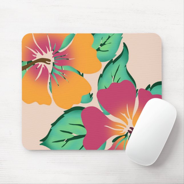 Tropical Hibiscus Mouse Pad (With Mouse)