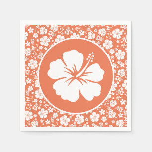 Tropical Hibiscus on Peach Napkin