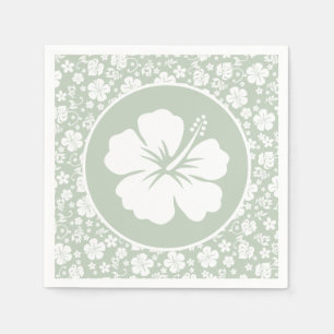 Tropical Hibiscus Pale Green Napkin