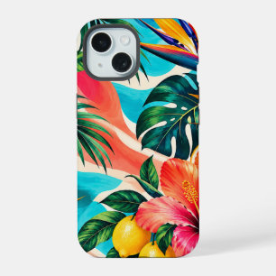 Tropical Hibiscus Paradise Botanical Art iPhone 15 Case