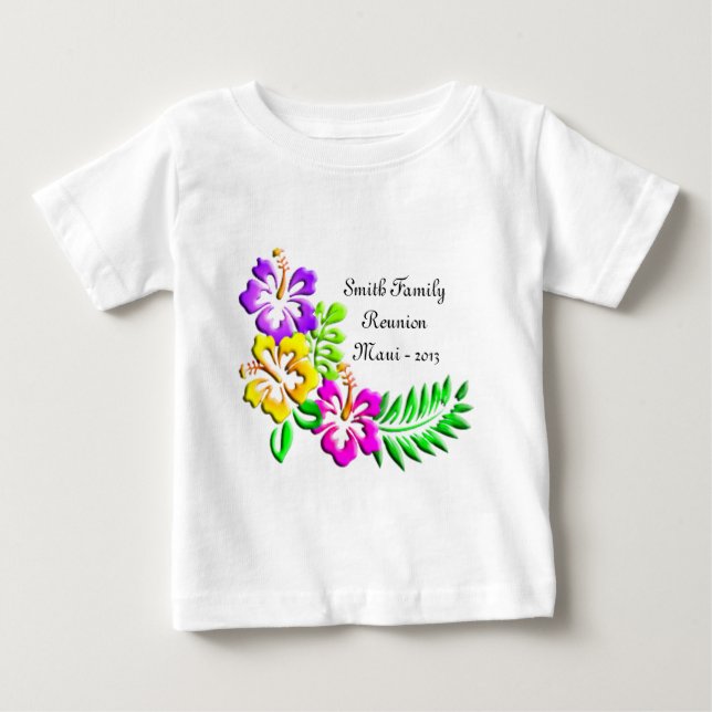 Tropical Hibiscus Pattern Baby T-Shirt (Front)