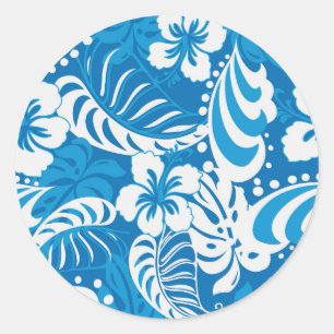 Tropical Hibiscus Pattern Classic Round Sticker