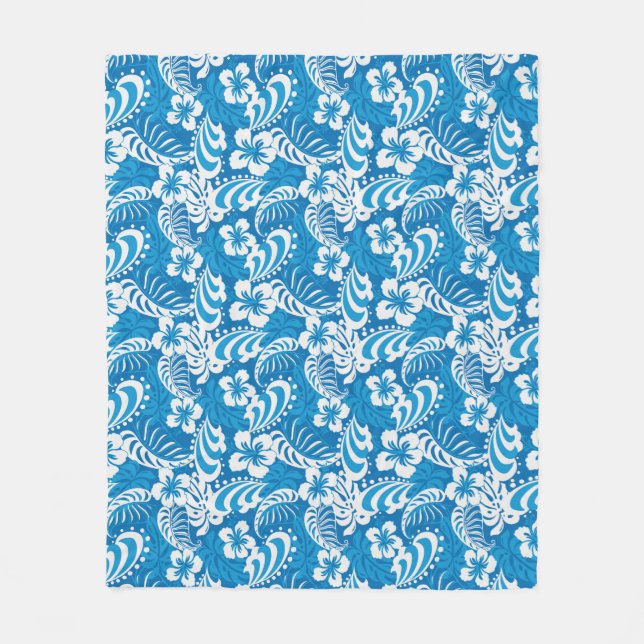 Tropical Hibiscus Pattern Fleece Blanket (Front)