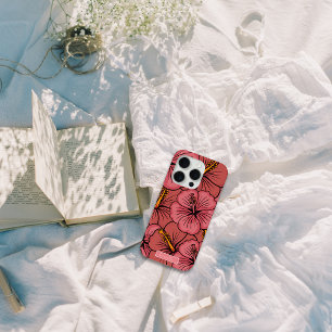 Tropical hibiscus pattern personalised iPhone case