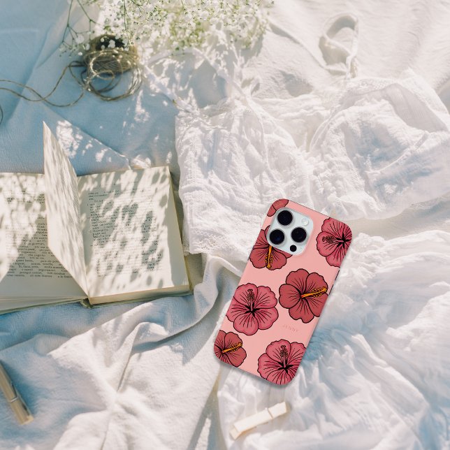 Tropical hibiscus pattern personalised iPhone case (Creator Uploaded)