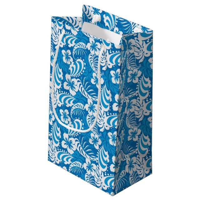 Tropical Hibiscus Pattern Small Gift Bag (Back Angled)