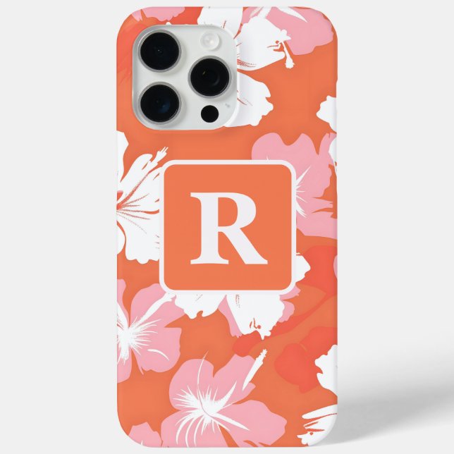 Tropical Hibiscus personalised Monogram Case-Mate iPhone Case (Back)