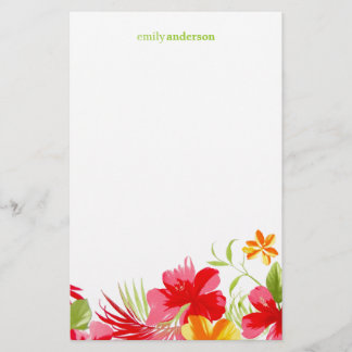 Tropical Hibiscus personalised stationery