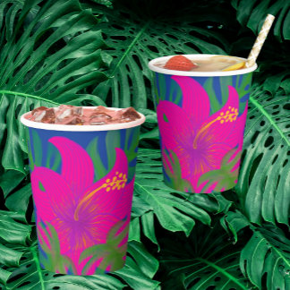 Tropical Hibiscus Philodendren  Paper Cups