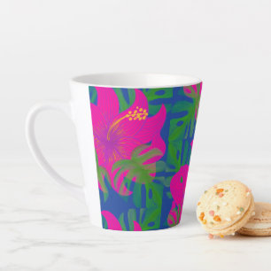 Tropical Hibiscus Philodendron Tropical  Latte Mug