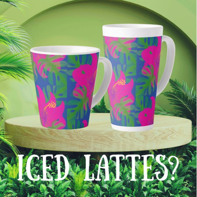 Tropical Hibiscus Philodendron Tropical  Latte Mug (2 sizes, make a great gift!)