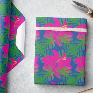 Tropical Hibiscus Philodendron  Wrapping Paper