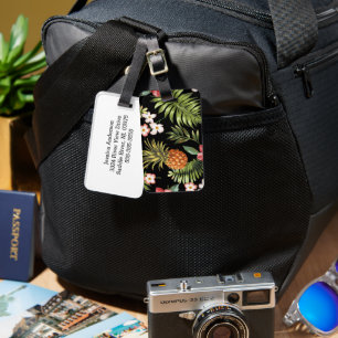 Tropical Hibiscus Pineapple Travel Luggage Tag