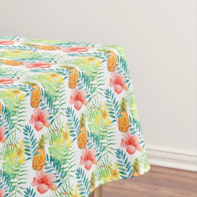 Tropical Hibiscus Pineapples Floral Tablecloth (In Situ)