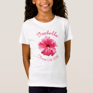 Tropical Hibiscus Pink Flower Girl T-Shirt