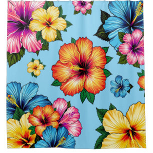 Tropical Hibiscus Shower Curtain