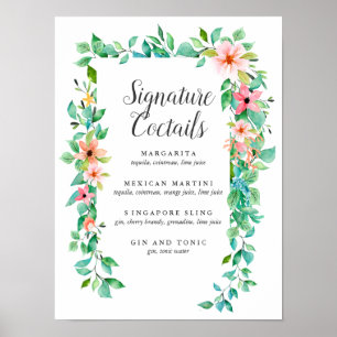 Tropical Hibiscus  Signature Cocktail Menu Sign