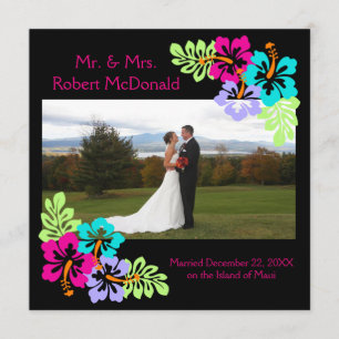 Tropical Hibiscus - Square Wedding Announcement