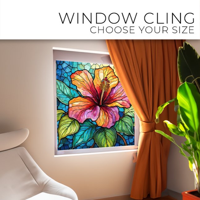 Tropical Hibiscus Stained glass art Window Cling (Creator Uploaded)