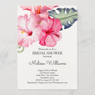 Tropical Hibiscus Summer Bridal Shower Invitation