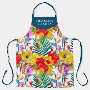 Tropical Hibiscus Summer Pattern  Apron