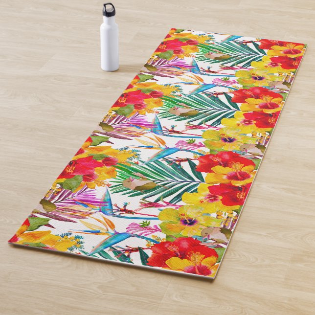 Tropical Hibiscus Summer Pattern Yoga Mat (In Situ)