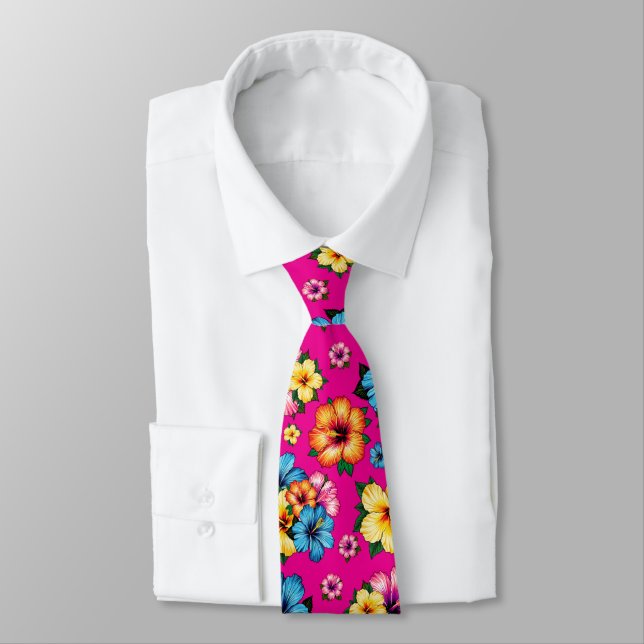 Tropical Hibiscus Tie (Tied)