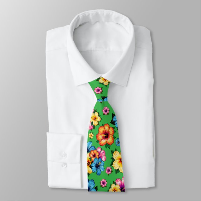 Tropical Hibiscus Tie (Tied)